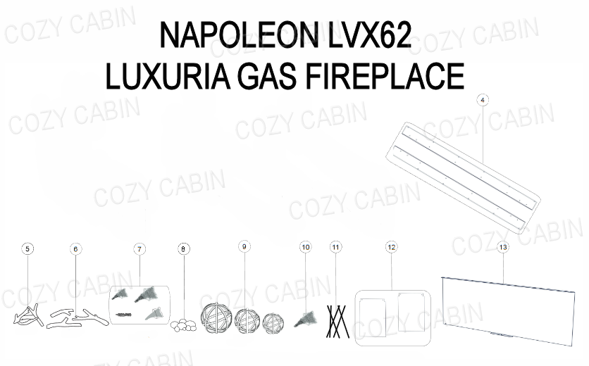 LUXURIA GAS FIREPLACE (LVX62)  #LVX62